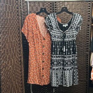 Wild Fable Orange and Black Patterned dress